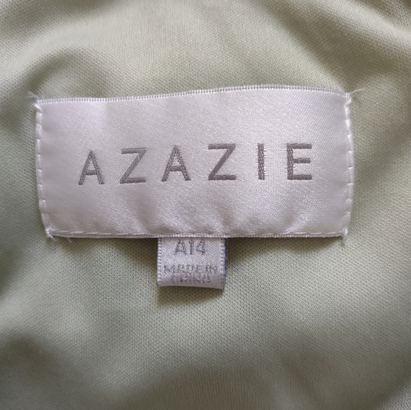 New🎀Plus size Azazie Rita dusty sage flowy chiffon asymmetric tiered Beads - Picture 5 of 10